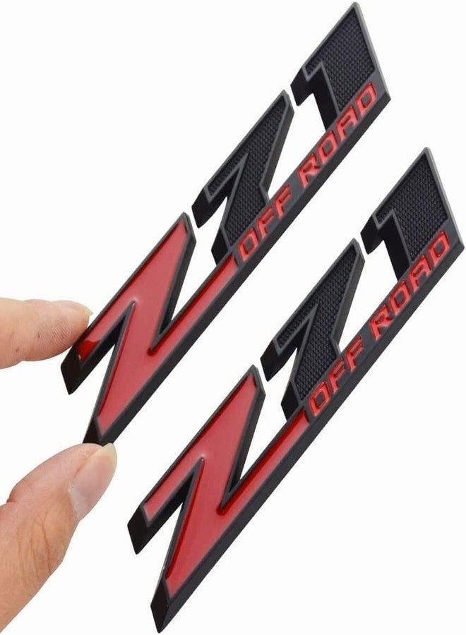 Aimoll 2pcs Z71 Off Emblems with Strong Tape Decal Emblems Badge for GMC Chevy Silverado Sierra Suburban (Black Red) - Image 2